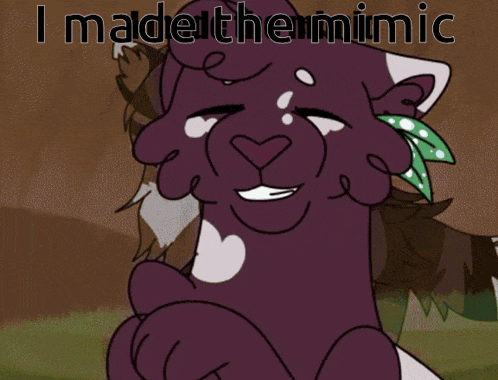 a cartoon drawing of a cat with the words imadeuthemimic below it
