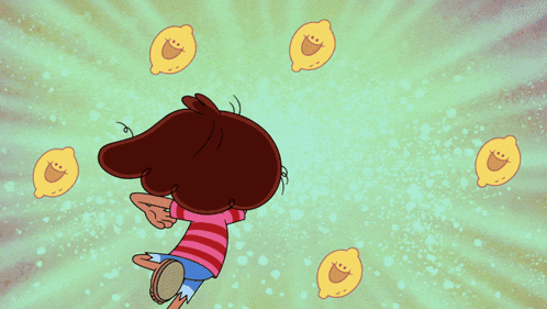 a cartoon girl with braces on her teeth is dancing