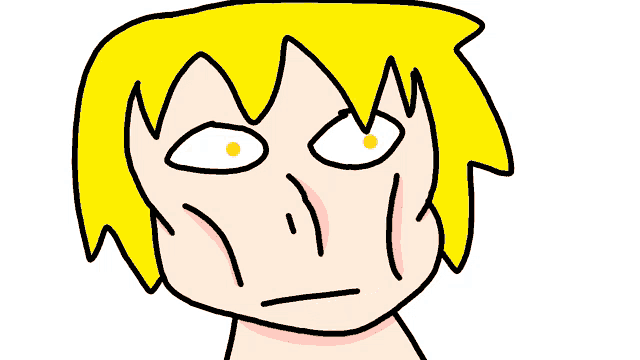 a cartoon drawing of a person 's face with yellow hair