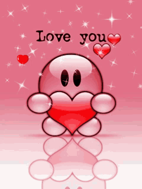 a cartoon character holding a heart with the words " love you " above it