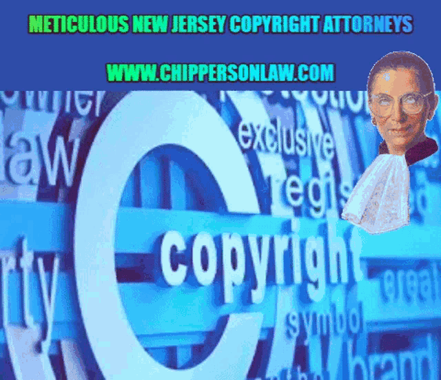a picture of ruth bader ginsburg with the words " meticulous new jersey copyright attorneys "