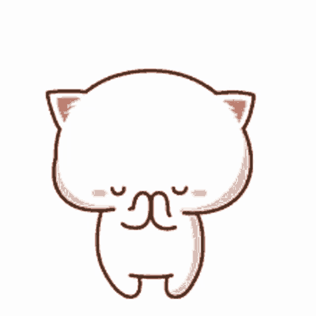 a cartoon cat with a heart in its mouth is standing on a white background .