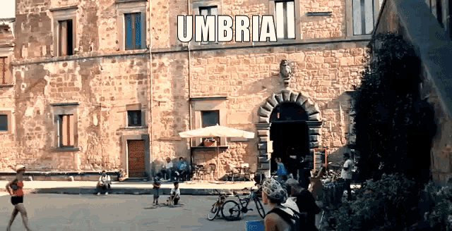 a brick building with the word umbria written on it
