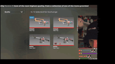 a screenshot of a video game that says quality receive 1 item of the next highest quality