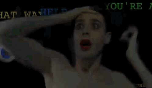 a woman with red lips is screaming with the words " why do chick will wood 's "