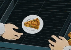 a person is reaching for a slice of pizza on a plate ..