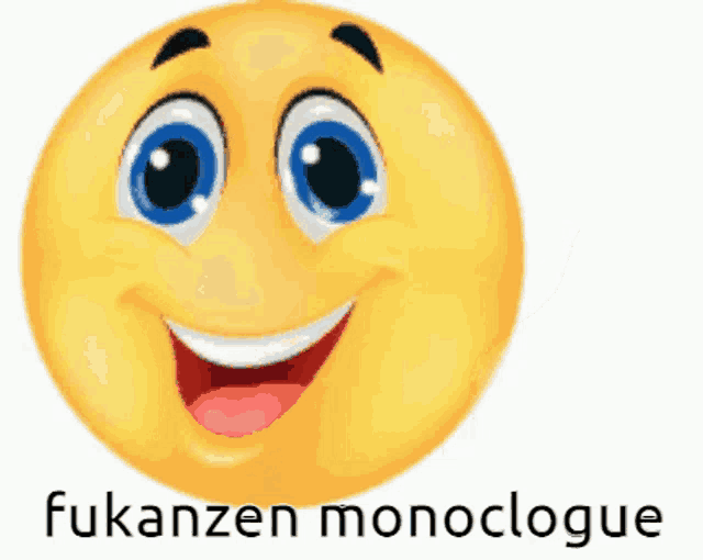 a cartoon smiley face giving a thumbs up with the words fukazen monoclogue underneath it