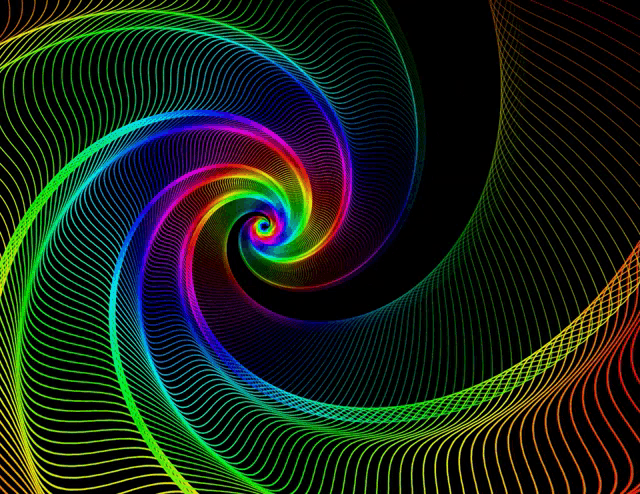 a colorful swirl on a black background