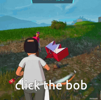 a screenshot of a video game with the words click the bob on the bottom