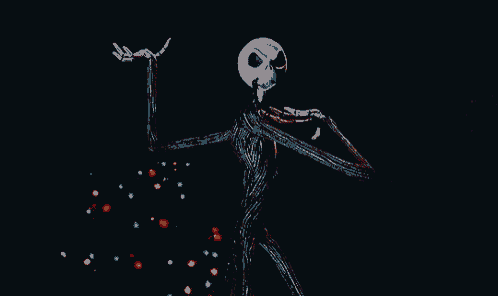 a drawing of a skeleton with a red face and a blue background