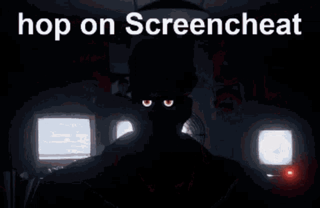 a cartoon of a man with glasses and the words hop on screencheat below him