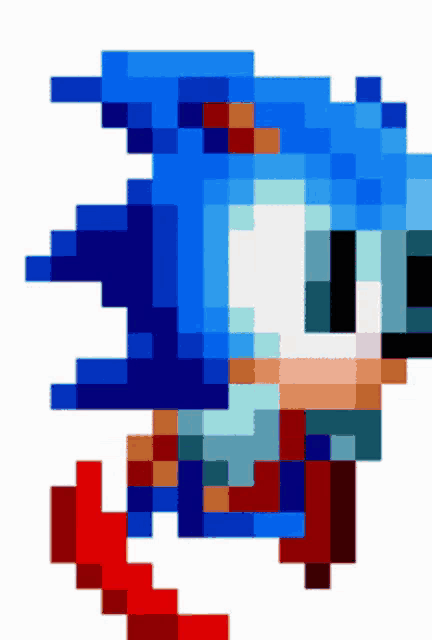 a pixel art of sonic the hedgehog with a red tail