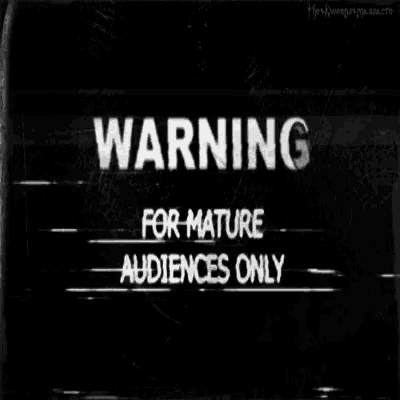a black and white image of a warning sign that says warning for mature audiences only .