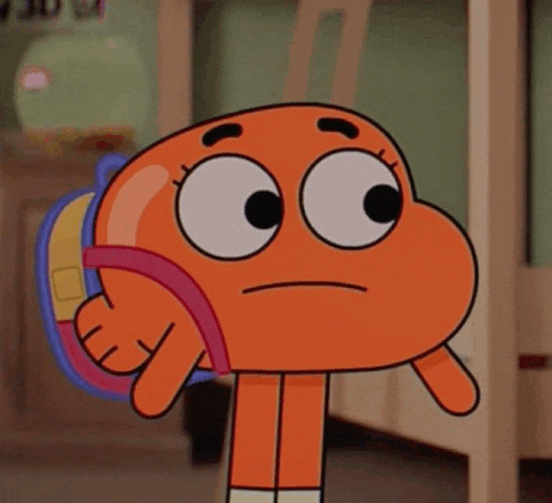 a cartoon character with a backpack on his back