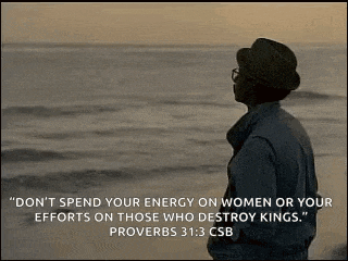 a woman is standing on a beach looking at the ocean with a quote from proverbs 31 : 3