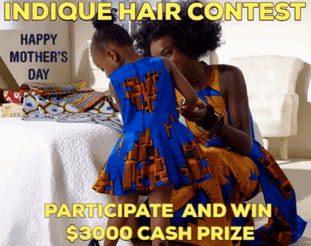 a poster for the indicque hair contest encouraging people to participate and win $ 3000 cash prize