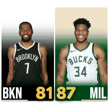 brooklyn nets player number 7 and bucks player number 34