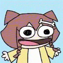a cartoon of a girl with a bone in her eye .