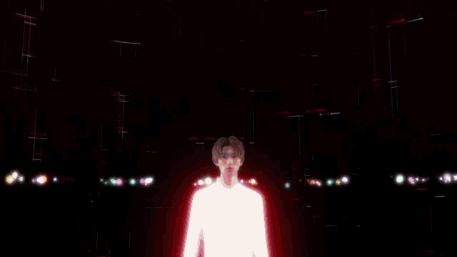 a red background with a light shining through it