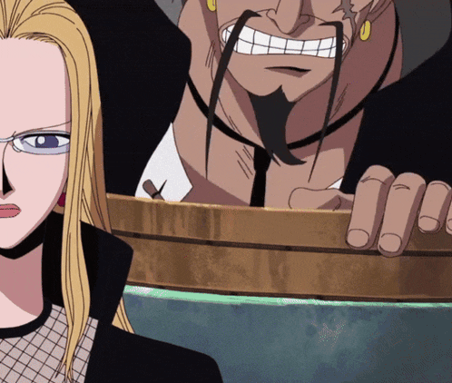 a man and a woman are standing next to each other in a cartoon scene