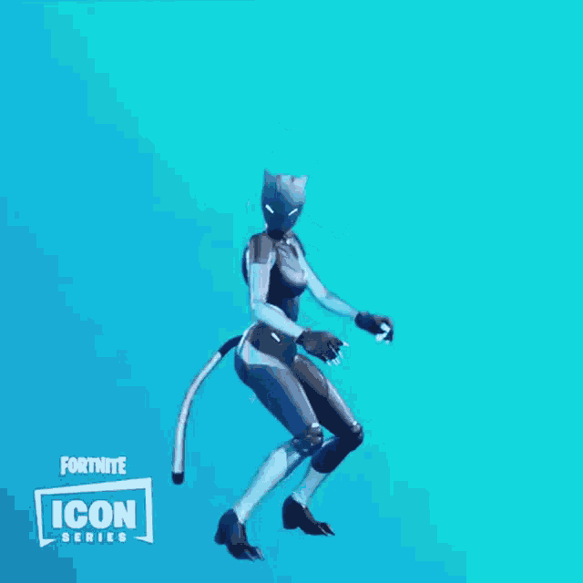 a video game character from the fortnite icon series is dancing on a blue background