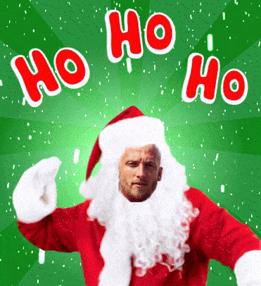 a picture of a man dressed as santa claus with the words ho ho ho above him