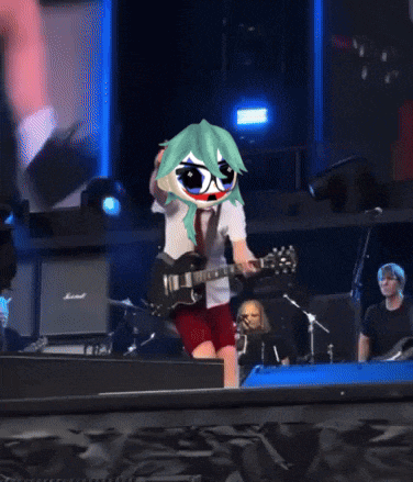 a man with green hair is playing a guitar