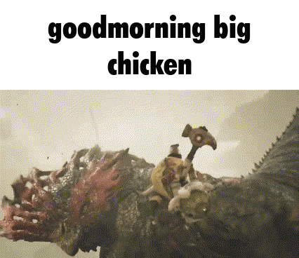 a picture of a chicken with the words " good morning big chicken " below it