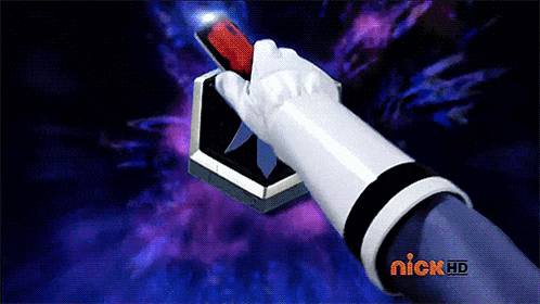 a person is holding a sword in front of a nick hd screen