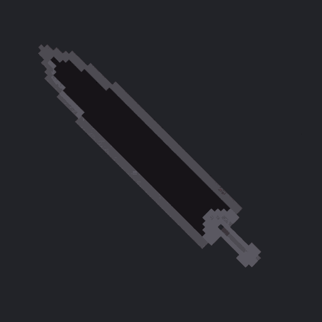 a pixel art drawing of a sword with a black handle