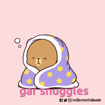 a cartoon of two bears wrapped in a blanket with the words gar snuggles