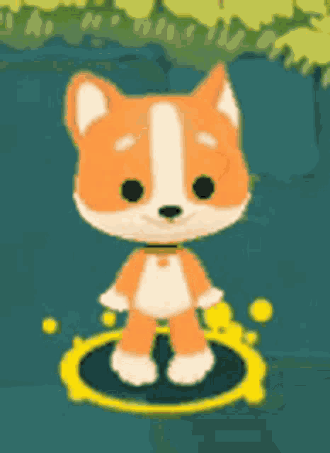 a cartoon fox is standing in a yellow circle in a video game .