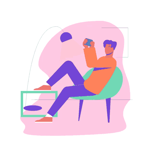 an illustration of a man sitting in a chair