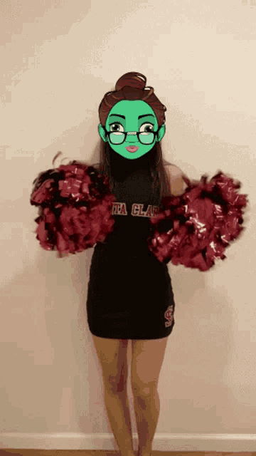 a cheerleader wearing a black dress that says fra clara