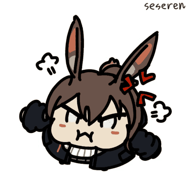 a cartoon drawing of a rabbit with the word seseren written below it
