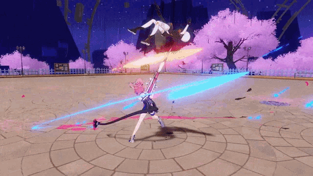 a video game shows a girl with a sword