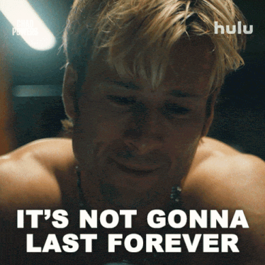 a shirtless man is crying with the words it 's not gonna last forever below him