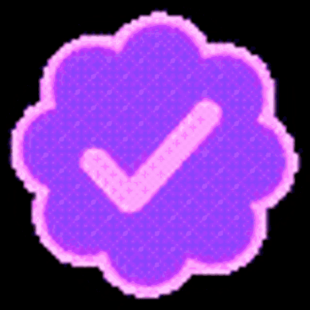 a pink and purple check mark in a purple cloud .