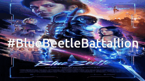 a poster for a movie called blue beetle battlelion