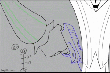 a drawing of a person holding a gun with the number 29 on the bottom