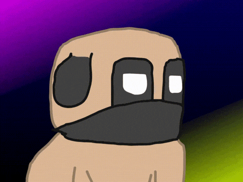 a drawing of a person wearing a black mask