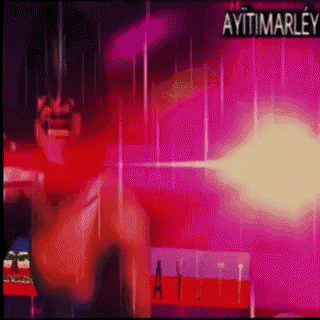 a pixelated image of a person holding a gun with ayitimarley written on the bottom right