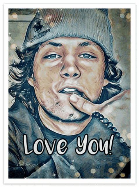 a drawing of a man with the words love you written on the bottom