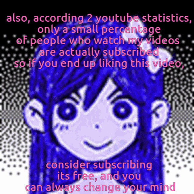 a drawing of a girl with the words also according 2 youtube statistics only a small percentage of people who watch my videos