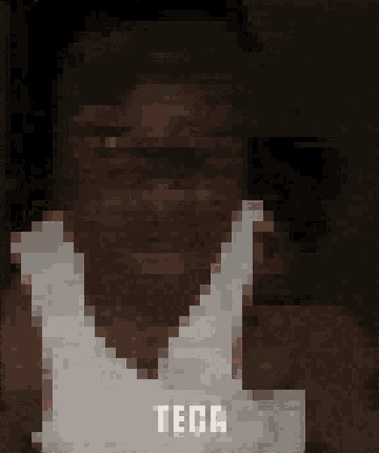 a pixelated image of a person with the word tegr on the bottom