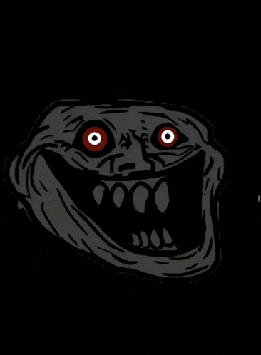 a drawing of a troll with red eyes