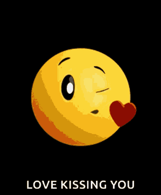 a yellow smiley face with a red heart and the words " love kissing you " below it