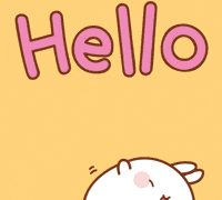 a cartoon drawing of a rabbit with the word hello written above it