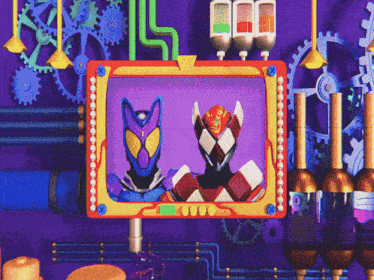 a cartoon drawing of a cat and a robot on a screen