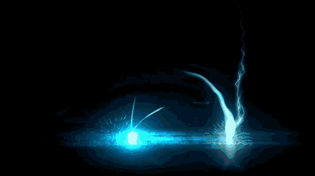 a lightning bolt is coming out of a blue circle